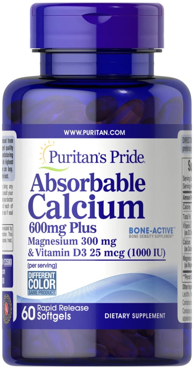 可吸收鈣600mg+鎂300mg+維生素D 1000iu