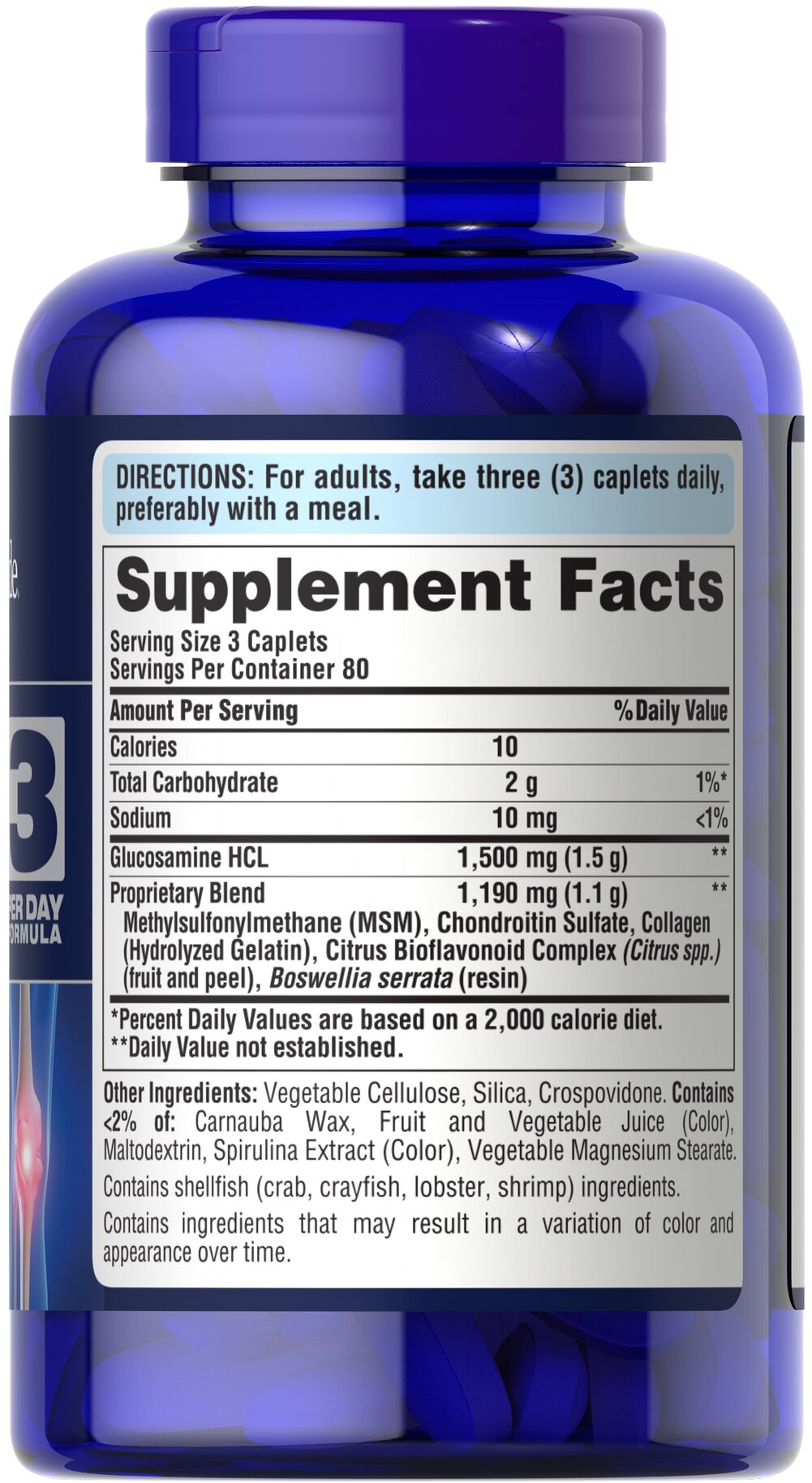 Glucosamine, Chondroitin & MSM -3 Per Day Formula